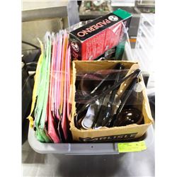 BUS TRAY W/ NEW SILVERWARE , PIE SPATULAS, NEW