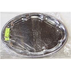NEW OVAL TRAY 18" PLATED STEEL - LOT OF 4