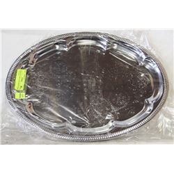NEW OVAL TRAY 18" PLATED STEEL - LOT OF 4