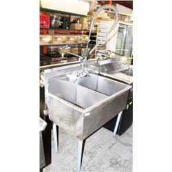 2 WELL STAINLESS STEEL SINK W/ PRE RINSE
