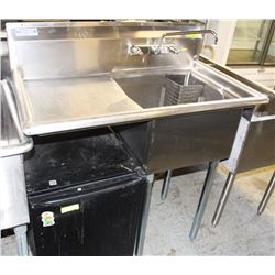 SINGLE WELL S/S COMMERCIAL KITCHEN SINK W/ RUNOFF