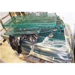 PALLET OF GREEN METRO RACKS
