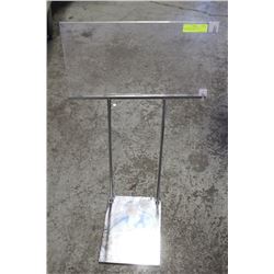 CHROME SIGNAGE STANDS, ADJUSTABLE HEIGHT