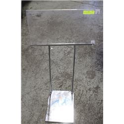 CHROME SIGNAGE STANDS, ADJUSTABLE HEIGHT