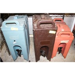 GROUP OF 3 ASSORTED CAMBRO BEVERAGE DISPENSERS