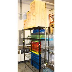 5-TIER BLACK-WIRE STORAGE SHELF & WOOD DISPLAY
