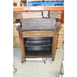 DARK WOOD PODIUM W/ GRANITE COUNTERTOP & TILE