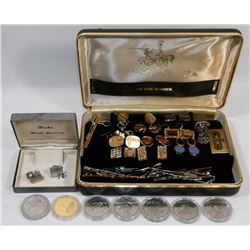 FLAT OF CUFFLINKS 13, 9 TIE CLIPS