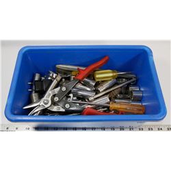 BLUE TRAY OF SOCKETS, WRENCHES & ETC.