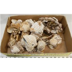 FLAT OF DECORATIVE SHELL MADE FIGURES