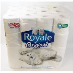 THREE 16 DOUBLE ROLL PACKS OF ROYALE TOILET PAPER