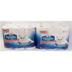 TWO PACKS OF 12 DOUBLE ROLL 3 PLY ROYALE
