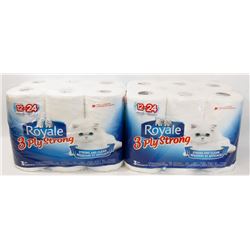 TWO PACKS OF 12 DOUBLE ROLL 3 PLY ROYALE