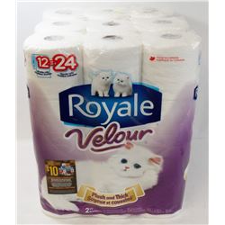 THREE PACKS OF 12 DOUBLE ROLL ROYALE TOILET