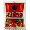 Image 1 : VINTAGE JEWELRY BOX FULL OF PEWTER AND BRASS