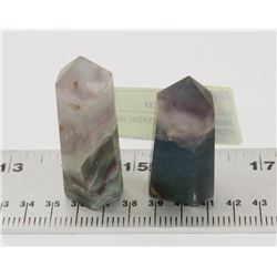 PAIR OF FLORITE CRYSTAL HEALING STONES.
