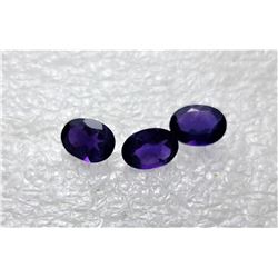 17)  LOT OF 3 MATCHED OVAL AMETHYST