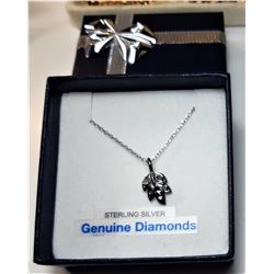 1)  STERLING SILVER & DIAMOND LEAF