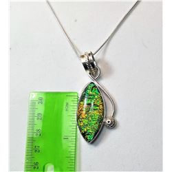 5)  GREEN FIRE AMMOLITE PENDANT