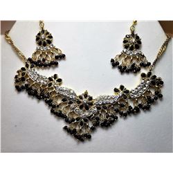 16)  GOLD TONE WITH CLEAR & BLACK CRYSTAL