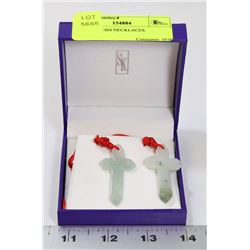 2 JADE CROSS NECKLACES.