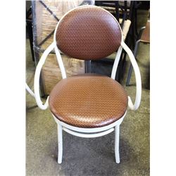 10 PADDED-WHITE RESTAURANT CHAIRS W/ ARMRESTS