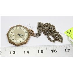 VINTAGE OCTAGON BERTMAR POCKET WATCH WITH CHAIN