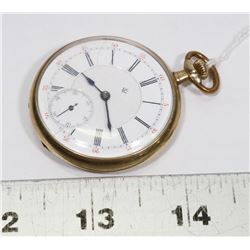 VINTAGE GOLD PLATED RAIL ROAD WATCH, WORKING