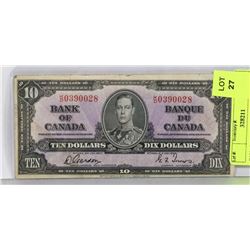 1937 CANADIAN $10 BILL
