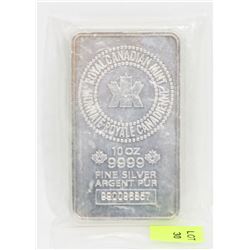 RCM .999 SILVER TEN OUNCE BAR