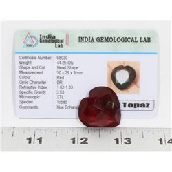 #6-RED TOPAZ HEART SHAPE GEMSTONE 44.25CT