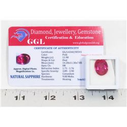#12-NATURAL PINK SAPPHIRE GEMSTONE  11.98CT
