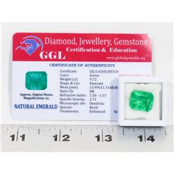 #9-NATURAL GREEN EMERALD GEMSTONE 9.72CT