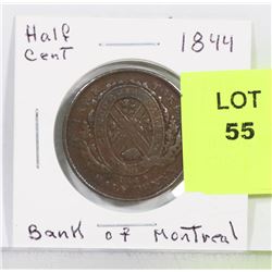 1944 BANK OF MONTREAL HALF CENT COIN