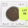 Image 1 : 1944 BANK OF MONTREAL HALF CENT COIN