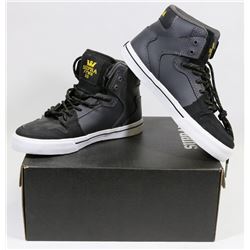 NEW SUPRA KIDS VAIDERZ SIZE 2 GREY/BLACK SHOES
