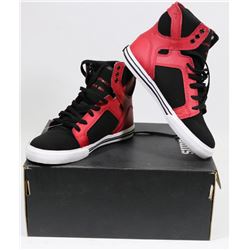 NEW SUPRA KIDS SKYTOP SIZE 1 BLACK/RED/WHITE SHOES