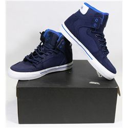 NEW SUPRA KIDS VAIDER SIZE 1 NAVY/WHITE HIGH TOP