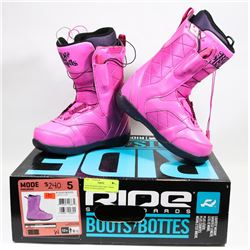 NEW WOMENS RIDE SIZE 5 MADE PINK SNOWBOARDING