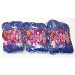 LOT OF 3 DARK BLUE 1 LB BAGS OF 100% ACRYLIC YARN