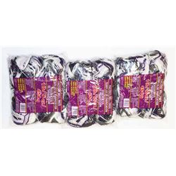 LOT OF 3 LIGHT AND DARK PURPLE AND WHITE 1 LB BAGS