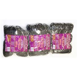 LOT OF 3 BLACK 1 LB BAGS OF 100% ACRYLIC YARN