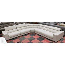 NEW OFF WHITE LIFT BACK GENUINE LEATHER SECTIONAL