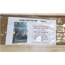 LARGE CAST IRON WOOD STOVE