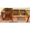 Image 1 : WOOD AND GLASS TOP COFFEE TABLE AND END TABLE