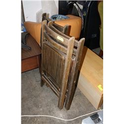 SET OF 3 OAK FOLDING CHAIRS