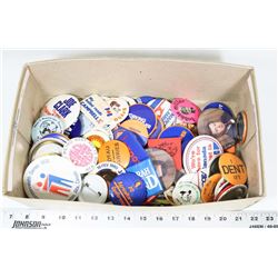 BOX OF VINTAGE POLITICAL BUTTONS