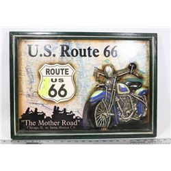 3D WOOD HARLEY ROUTE 66 PLAQUE