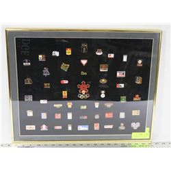 1988 COMPLETE SPONSOR LAPEL PIN SET, FRAMED
