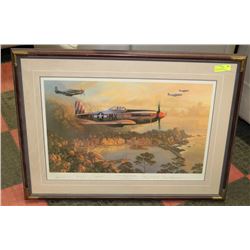 MUSTANGS OVER THE MEDITTERANEAN, FRAMED ORIGINAL